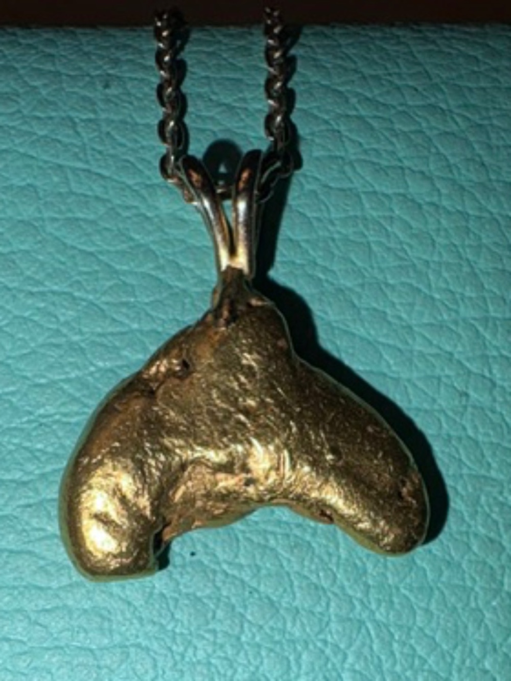 18k solid natural shaped whale tail gold nugget pendant